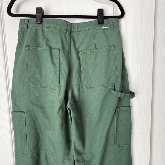 Billabong Womens Leia Twill Mid-Rise Cargo Pants Emerald Green Wide Leg Size 29 - Picture 5 of 10
